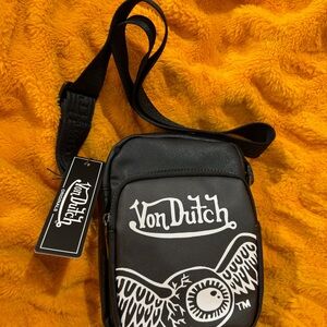 Von Dutch Black and White Belt Bag